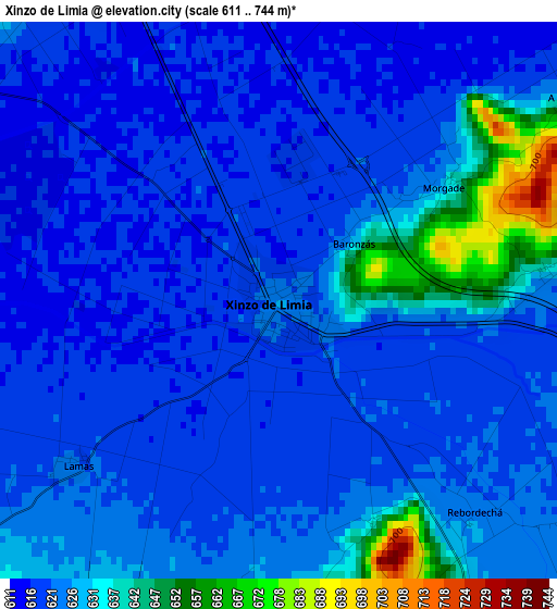 Xinzo de Limia elevation map