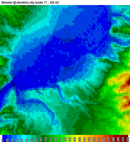 Ginestar elevation map