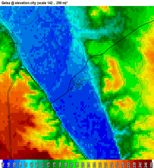 Gelsa elevation map