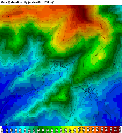 Gata elevation map