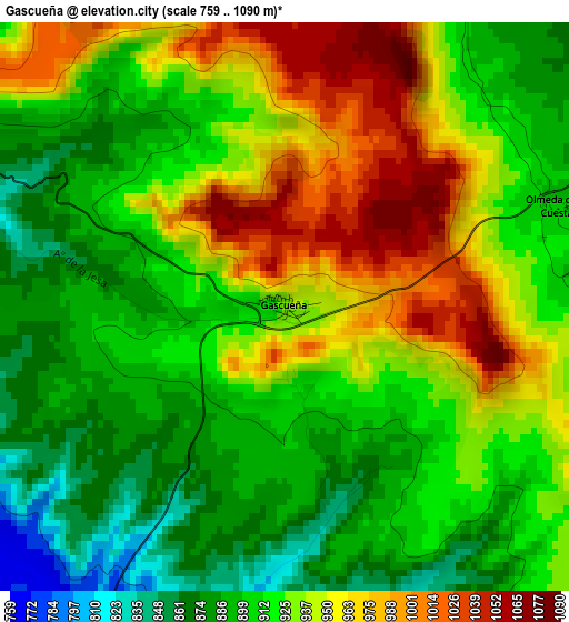 Gascueña elevation map