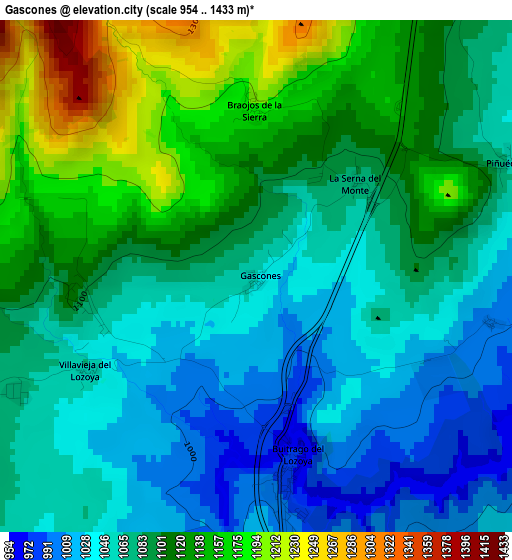 Gascones elevation map