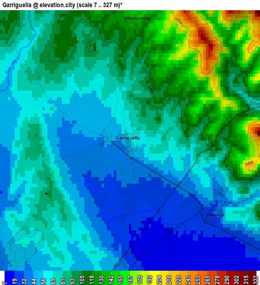 Garriguella elevation map