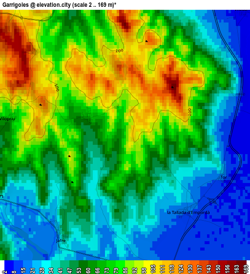 Garrigoles elevation map