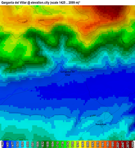 Garganta del Villar elevation map