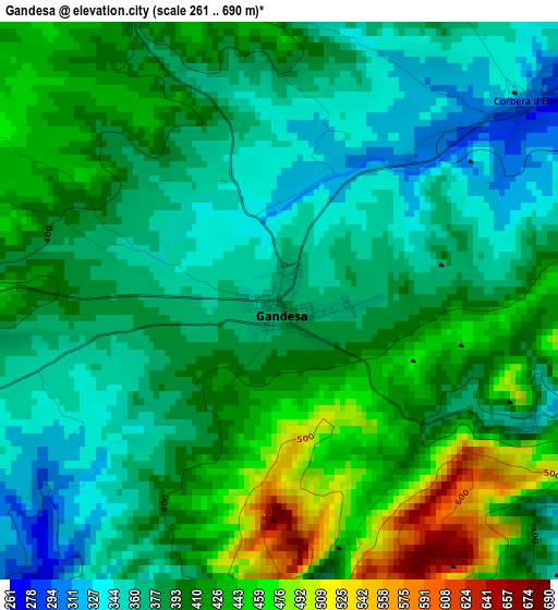 Gandesa elevation map