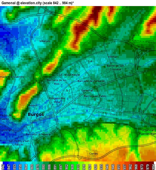 Gamonal elevation map