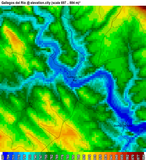 Gallegos del Río elevation map