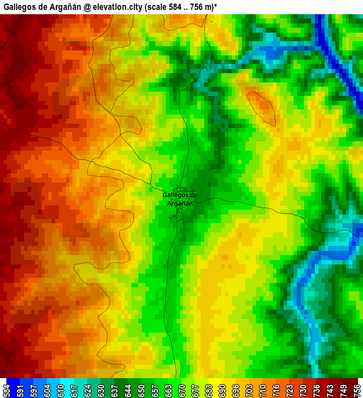 Gallegos de Argañán elevation map