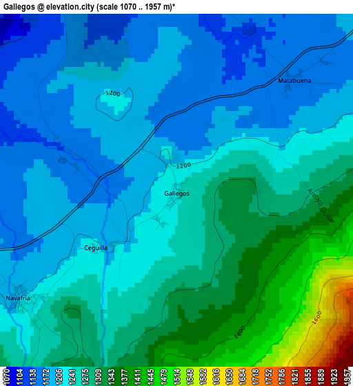 Gallegos elevation map