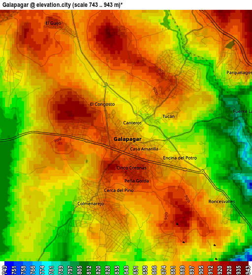 Galapagar elevation map