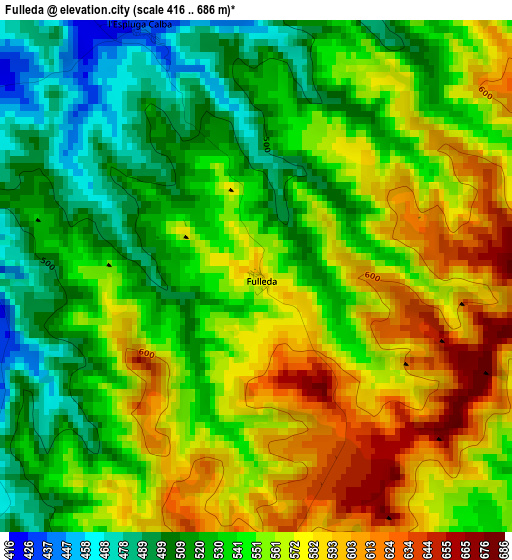 Fulleda elevation map