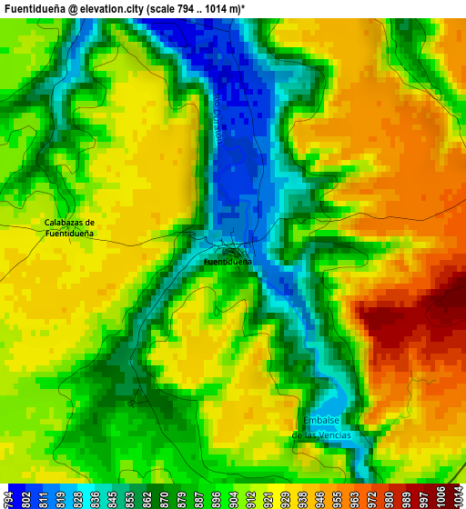 Fuentidueña elevation map