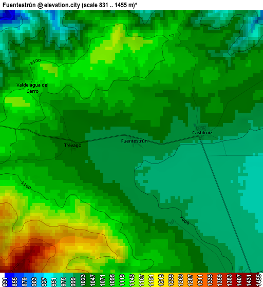 Fuentestrún elevation map