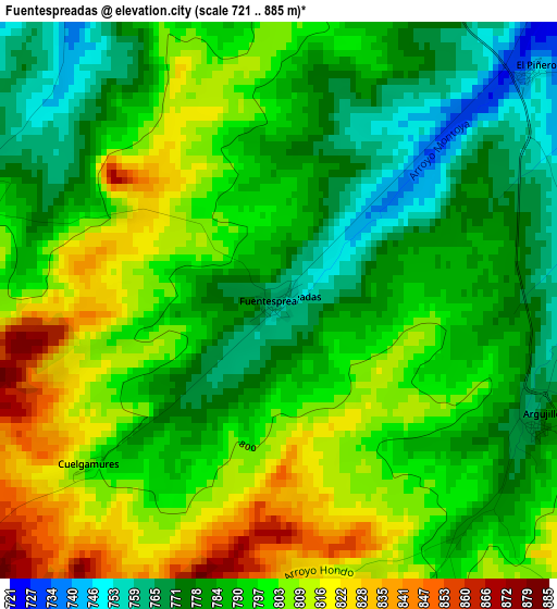 Fuentespreadas elevation map