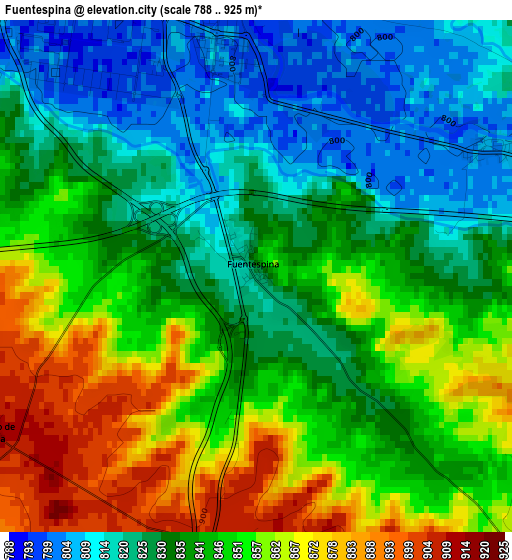 Fuentespina elevation map