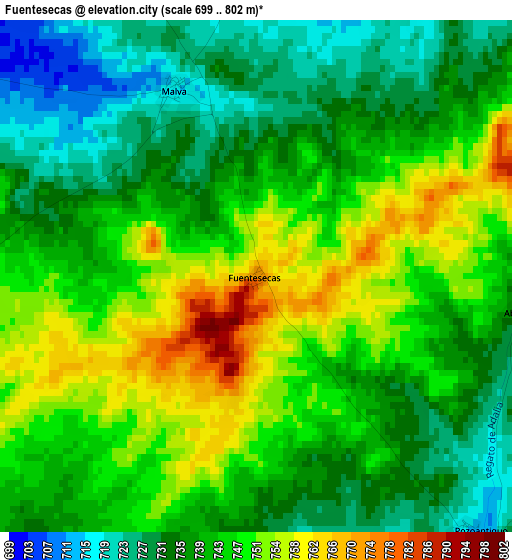 Fuentesecas elevation map