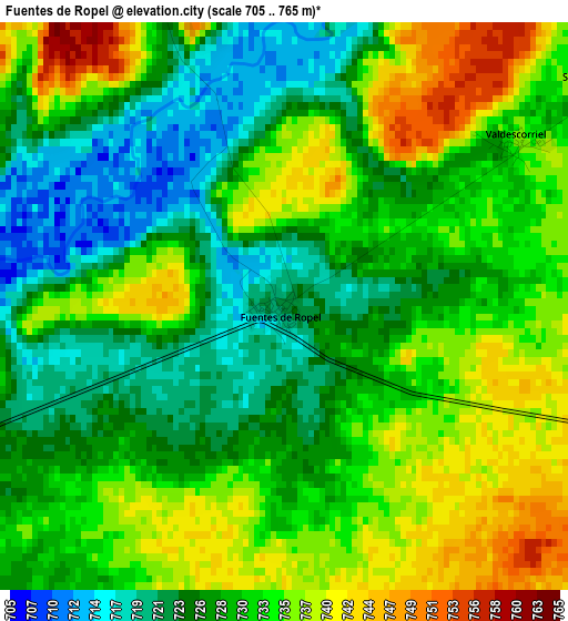 Fuentes de Ropel elevation map