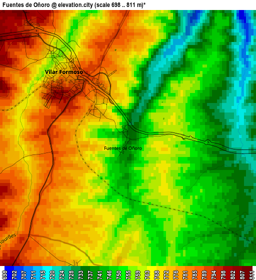 Fuentes de Oñoro elevation map