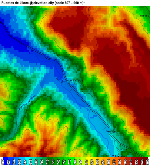 Fuentes de Jiloca elevation map