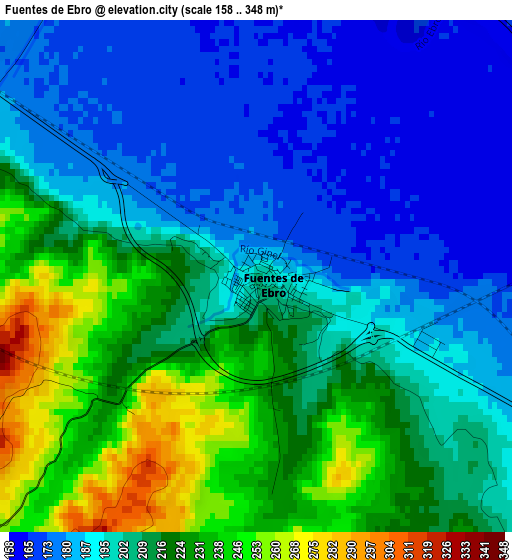 Fuentes de Ebro elevation map