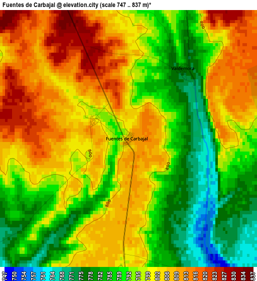 Fuentes de Carbajal elevation map