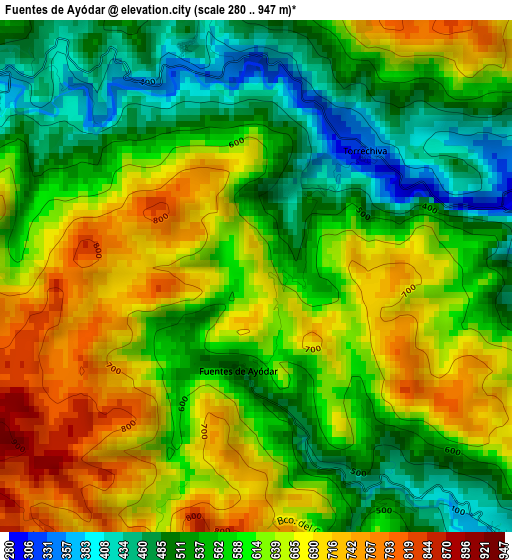 Fuentes de Ayódar elevation map