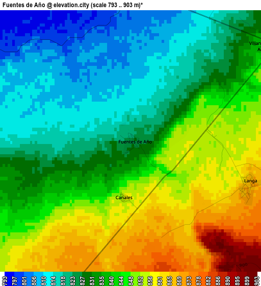 Fuentes de Año elevation map