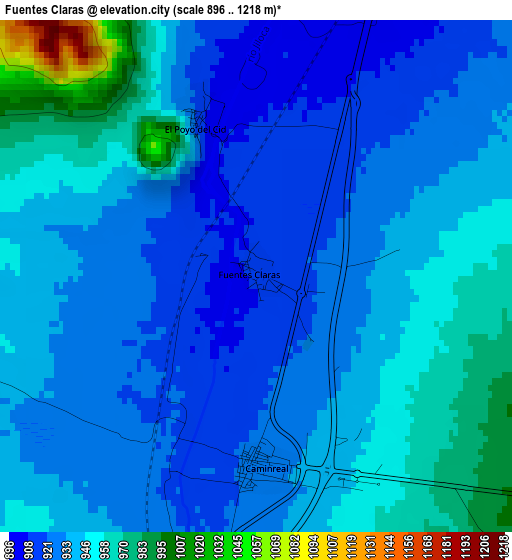 Fuentes Claras elevation map