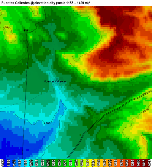 Fuentes Calientes elevation map