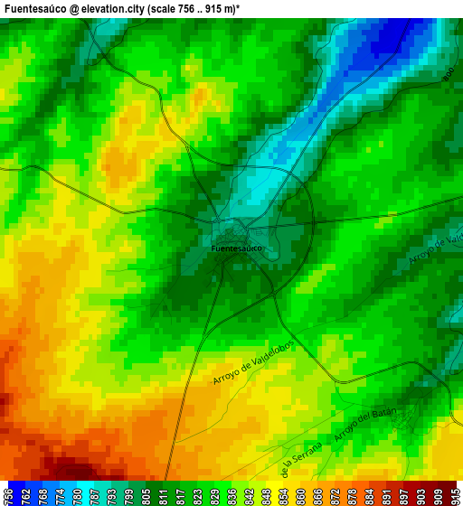 Fuentesaúco elevation map