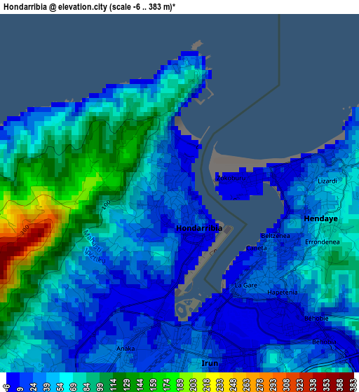 Hondarribia elevation map