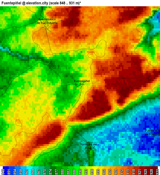 Fuentepiñel elevation map