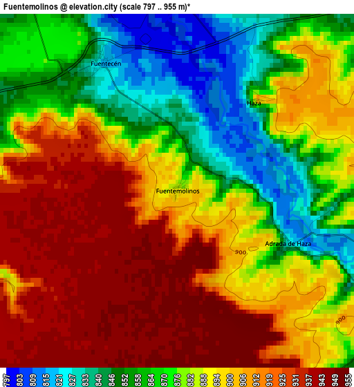 Fuentemolinos elevation map