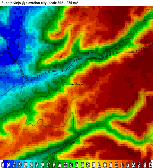 Fuentelviejo elevation map