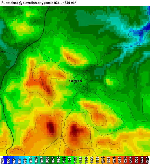 Fuentelsaz elevation map