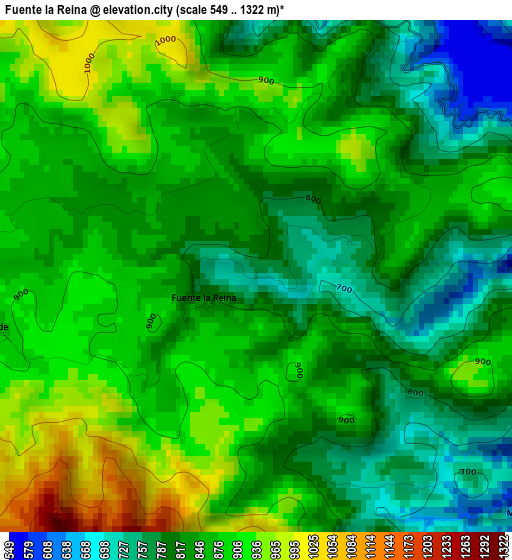 Fuente la Reina elevation map