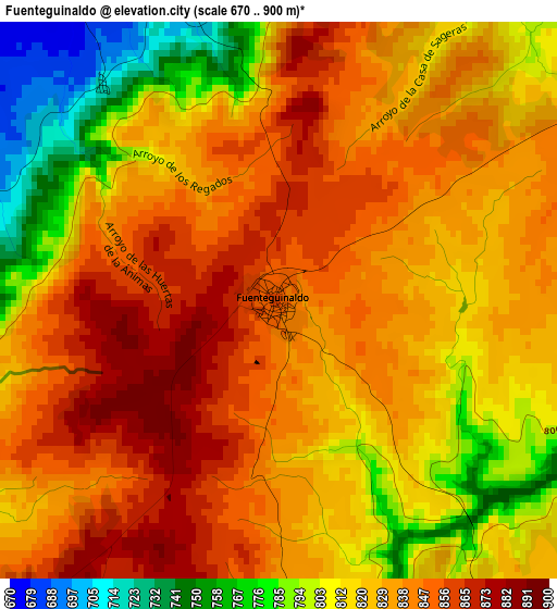 Fuenteguinaldo elevation map