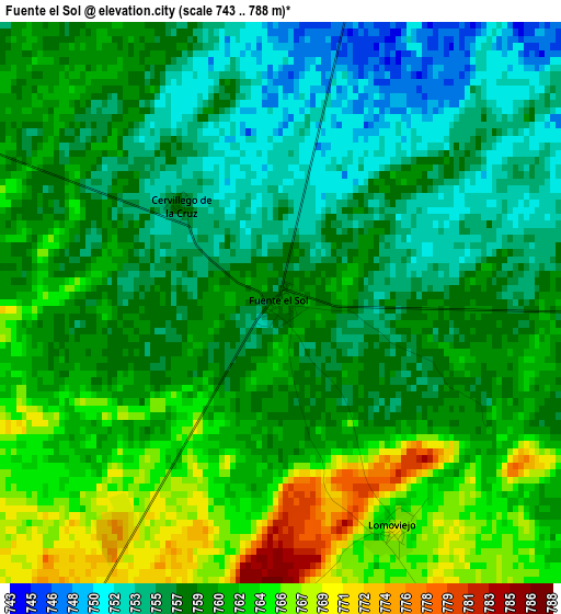 Fuente el Sol elevation map