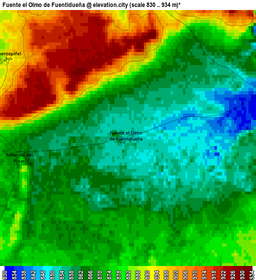 Fuente el Olmo de Fuentidueña elevation map