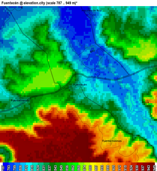 Fuentecén elevation map