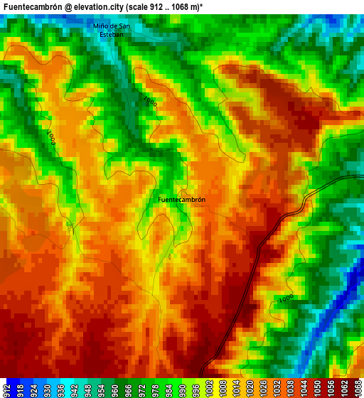 Fuentecambrón elevation map