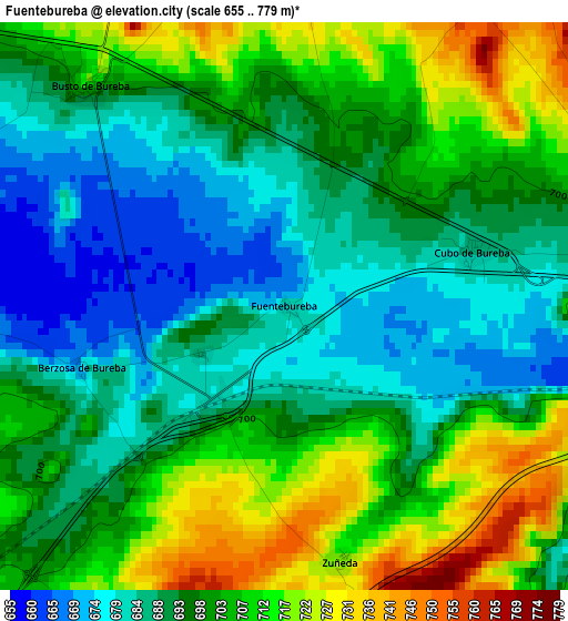Fuentebureba elevation map