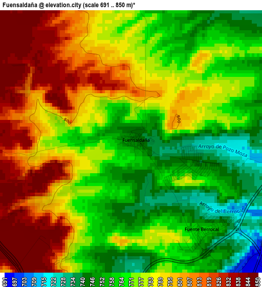 Fuensaldaña elevation map