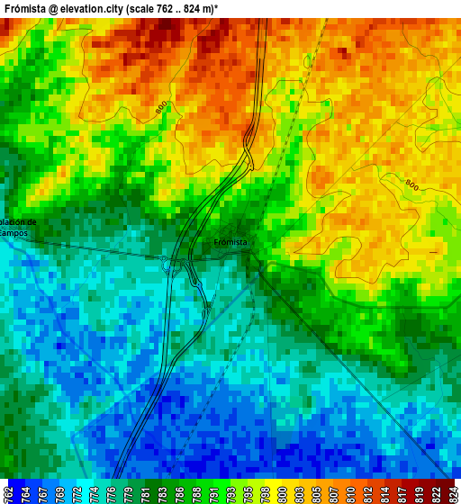 Frómista elevation map