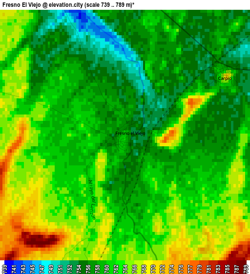 Fresno El Viejo elevation map