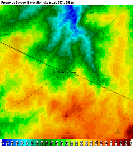 Fresno de Sayago elevation map