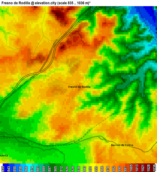 Fresno de Rodilla elevation map