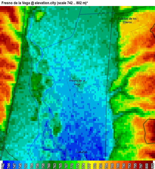 Fresno de la Vega elevation map