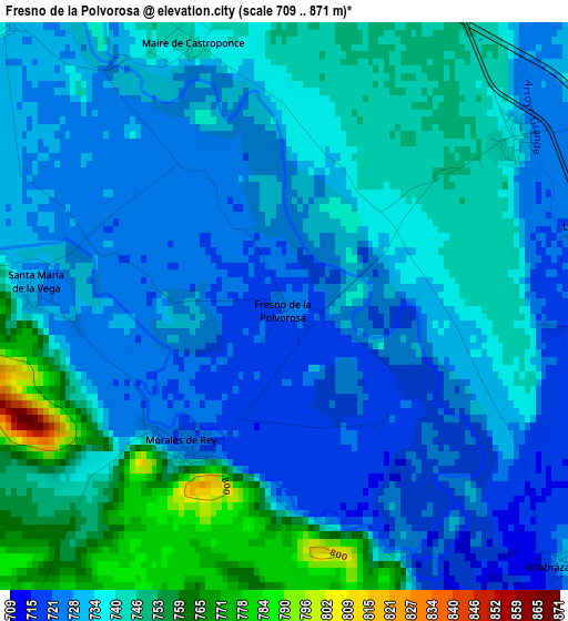 Fresno de la Polvorosa elevation map